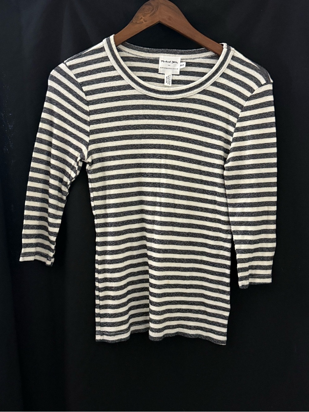 Michael Stars Black and White Striped Long Sleeve Tee